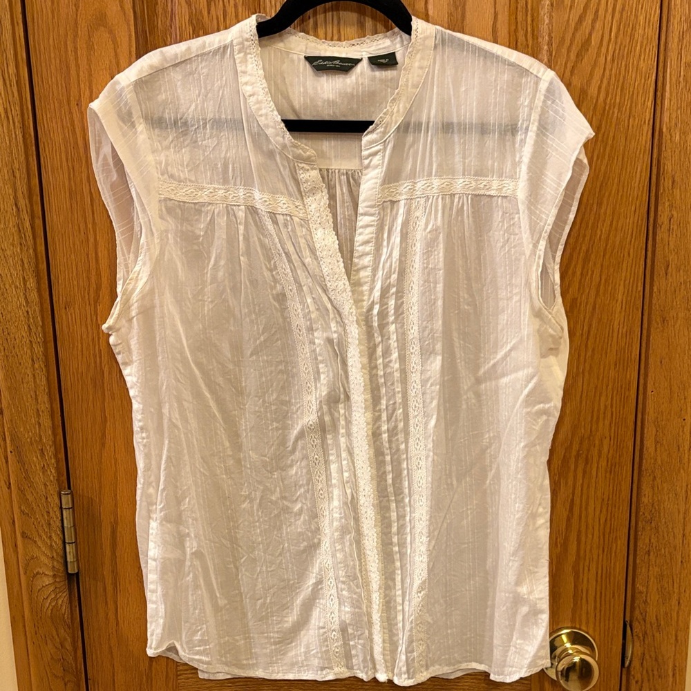 Eddie Bauer Cream-Color Cap Sleeve Blouse